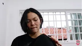 Petite Asian wife gives deepthroat POV blowjobs