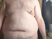 Chaste chub lifting some weights