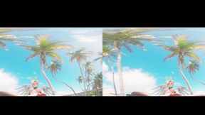 Beach babe Mercy gets a big 3D rod in her animated bum