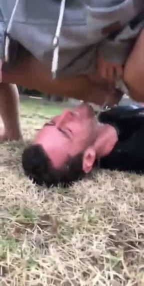 he lost a bet she pisses in his face