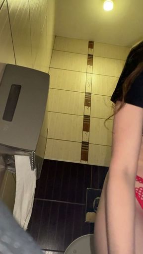 Peeing in Public Toilets - Hairy Pussy, Dirty Panties & Close up Streams