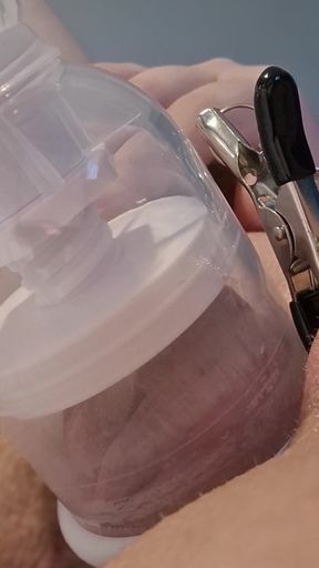 No Touch Pussy Orgasm - Black Lingerie with Straps on Curvy Body, Tied Vibrator and Nipples Stimulation