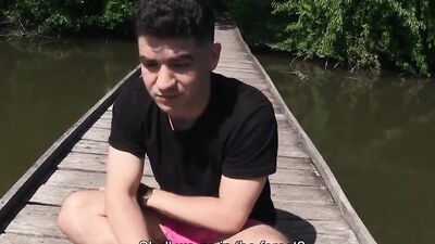 Czech guy agrees to suck dick outdoors to get some cash