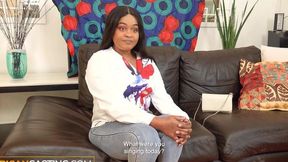 Curvy Nubian Girl Gagging On Casting Agents White Dick To Skip The Line!