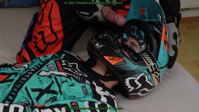 unpacking fox helmet, googles jizz, oral pleasure