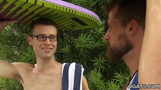 Gay men fucks in a rainy holiday