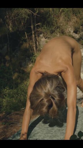 Watch me undress during sunrise at a wonderful mountain lake