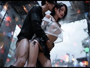 Wet Passion in the Rain: Slender Asian Beauty Loses Control