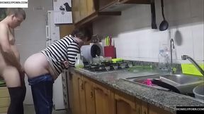 She has arrived from shopping and they fuck in the kitchen with Claudia Marie ctdx