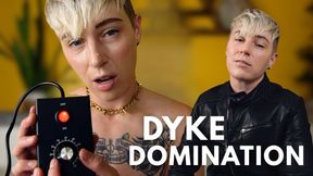 Leather Dyke Dominates You - Bound, Overstimmed, and Used! - Jaq Quicksilver - spitroast, fucking machine, overstim, strapon POV, female POV - 720p mp4