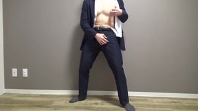 A Perverted Businessman Gets Horny On His Way To Work And Ejaculates Profusely In His Suit