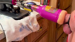 Fuck Machine With Anal Stroker Attachment POV With Crossdressing &amp; Huge Cumshot Finish!