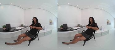 Boss caught her tgirl masturbating with a dildo in VR