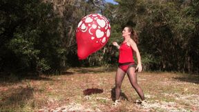 Fayth In Red Blows Big Red In Woods -MP4