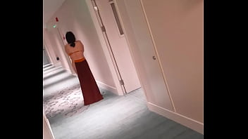 Beijing Dom: Chinese slave walking in hotel