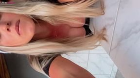 Busty Latina Aline Novak teases and blows cock at Christmas
