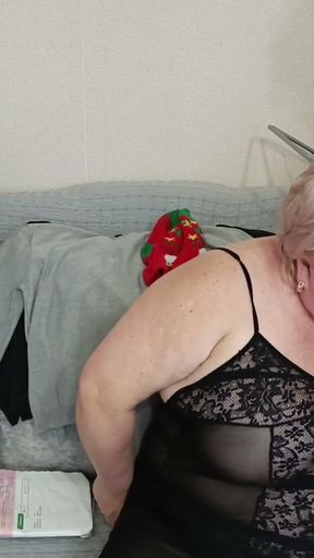 I help my mother-in-law with English and she gives me a blowjob   Clip 3