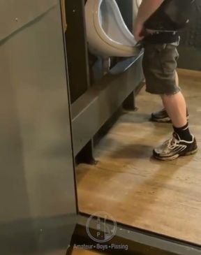 Amateur Guy Caught in Public Urinal (he Can't Pee so He Prefers to Jerk off)