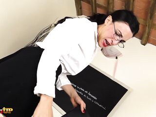 Teacher's hosed feet jerking off her giant ding-dong ideal JOI
