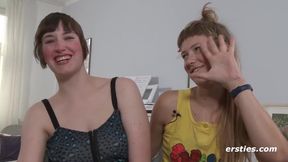 German hottie with natural tits & hairy pussy enjoys intense pussy licking and toy play with her lesbian lover