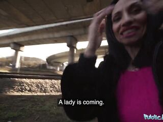 Public Agent Slutty Italian mother I'd like to fuck orgasms in public and give great outdoor oral sex