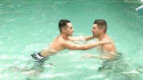 Hot Guys Get Hard in the Pool & Take it Inside