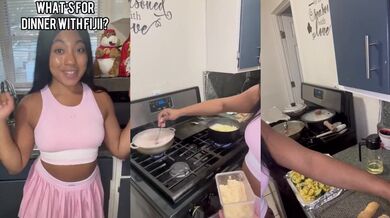 Jamaican Ebony Chef Fucks While Baking Chicken