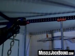 Restrained for nipple torment, hunky man Pain suffers