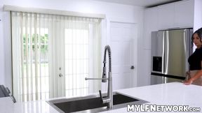 Curvy milf Kiki Klout rides his stepsons Nicky Rebels hard big dick