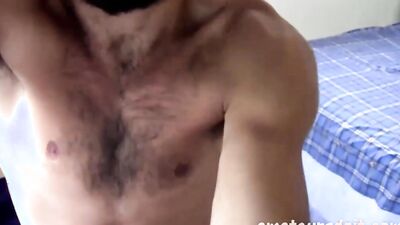 Handsome and bearded stud oils his fit body up and fucks a fleshlight