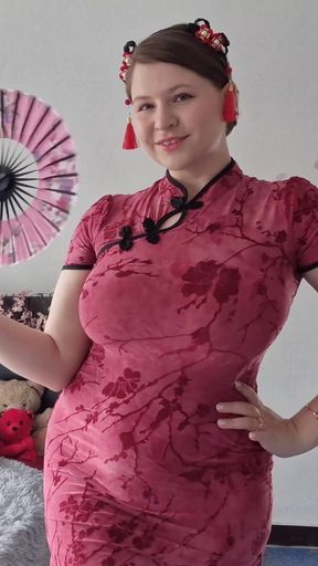 Cherry Blossom Grwm, Soft and Sensual Tease in a Cheongsam