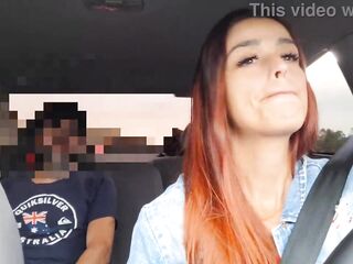 A promiscuous ride-share driver caught a passenger masturbating from behind and had sex with him out of a cock-sock!