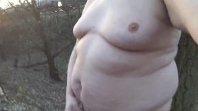 Fat gay man masturbates outdoors alone