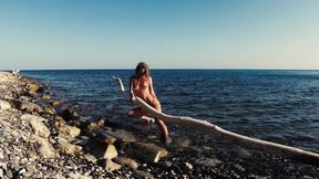 Outdoor sex  Hot russian slut nudist girl have fun on the wild beaches