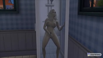 Trans Sim jacking off in shower