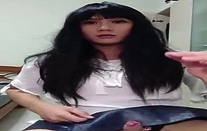Chinese crossdresser cums