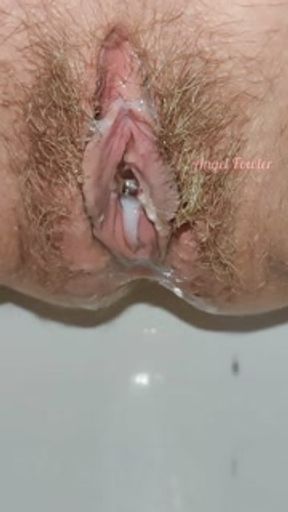 I'm shuting video after Sex with Dripping cum and Peeing Close Up
