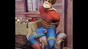 Spiderman Bruninho Twink bound and gagged for the first time