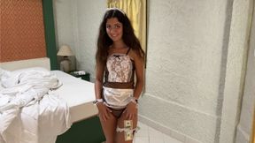 Hot hotel maid gets fucked and creampied in her wet pussy