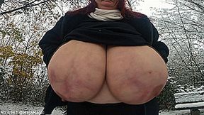 Maja meets Sunniva Part 154 - A Winter Walk in the Snow - Corsage Boobs Bouncing (Clip No 2942 - mp4 version)