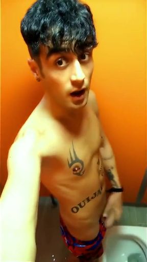 One Day in Waterpark - Urinal Pee, Almost Caught Jerk, Cum, Toilet Piss