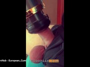 Edging my cock with an automatic fleshlight