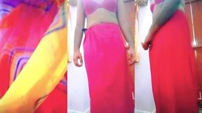 indian gay crossdresser in rainbow saree making pride for lgbt xxx