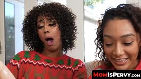 Stepmom Misty Stone and stepdaughter Sarah Lace enjoy a wild 3-way