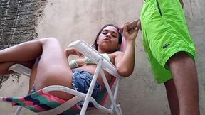 torei a novinha no beco de casa ( ma cadeira de praia ) no pelo