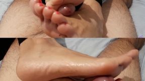 Pink toenails stress relief footjob in 2 positions (MOBILE VERSION)