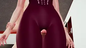 Blonde Elara with Big Tits in 3D Hentai - Indulge in Thighjob Fetish in Red Leggings, Thrilling Standing Doggy Style Fuck