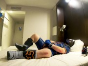 Rubber Pup pawing off in hotel cumming on AirMax 90
