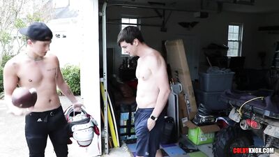 Fratty neighbor Stud gets Butt Fucked after Football practice by Gay Stud Neighbor Colby Chambers