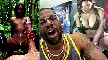Petite Bald Pussy Ebony Teen Jerking Off A BWC Until He Cums, AI Generated